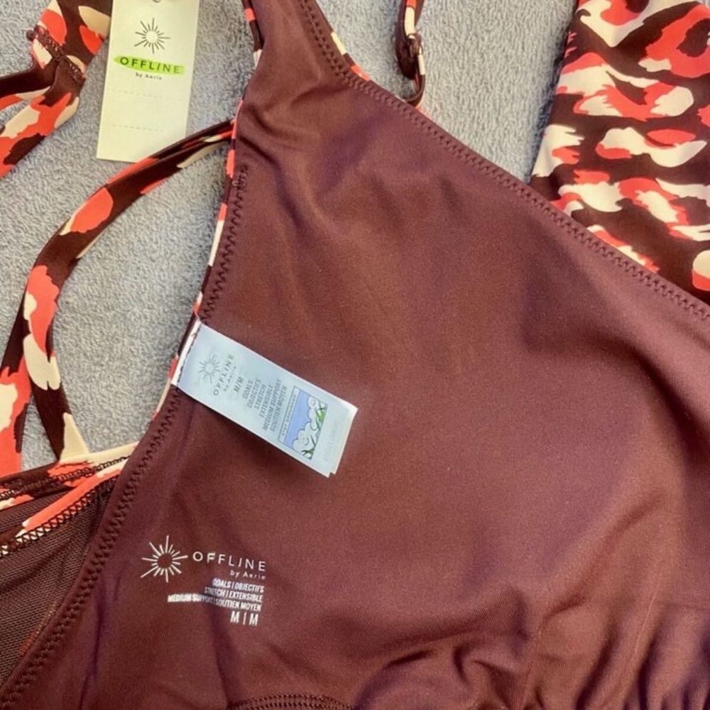 NWT Aerie Goals Plunge Sports Bra - Maplewood - M - Picture 10 of 10